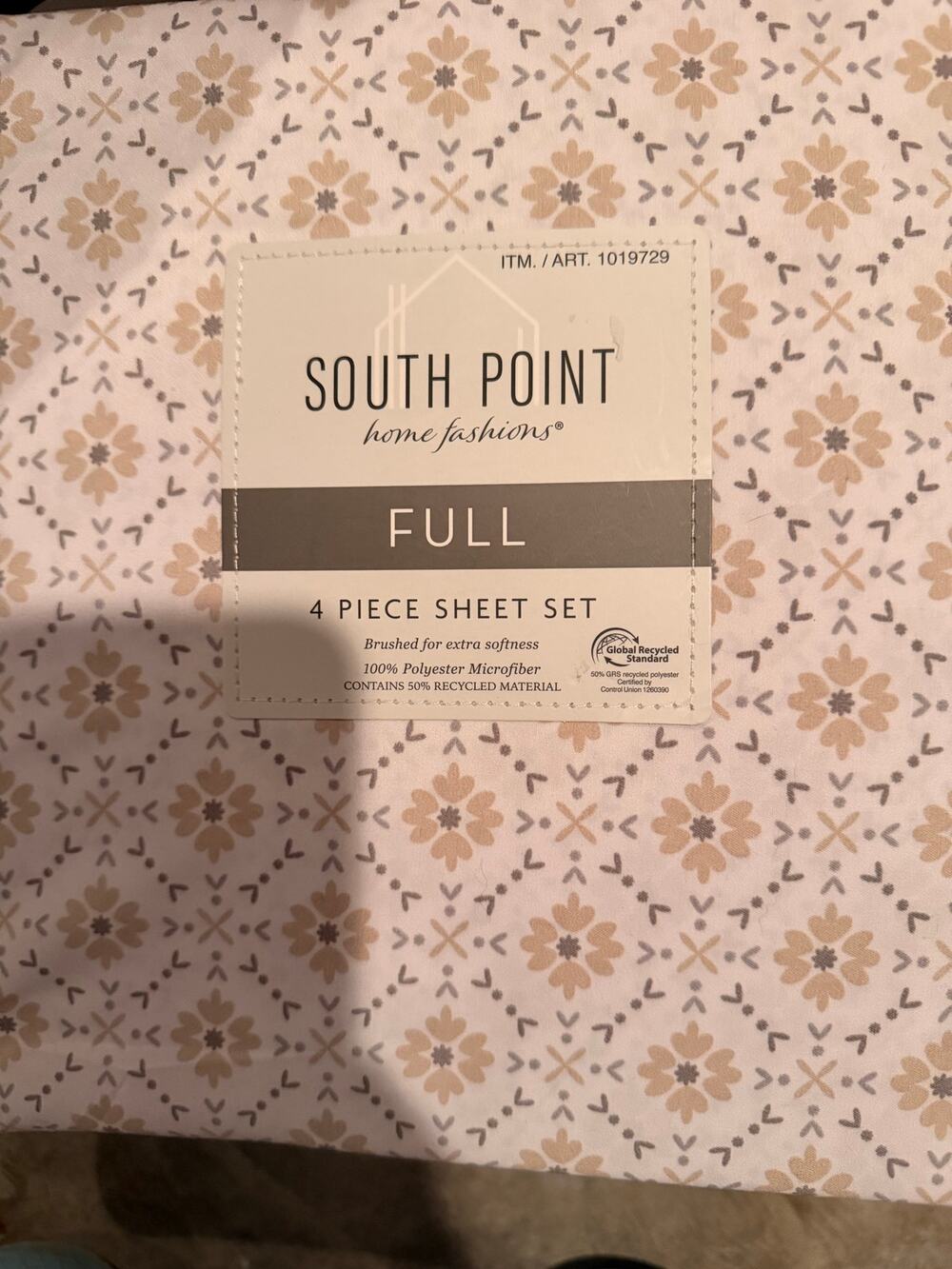South Point Home Fashions Full 4-Piece Sheet Set – Beige Floral Microfiber